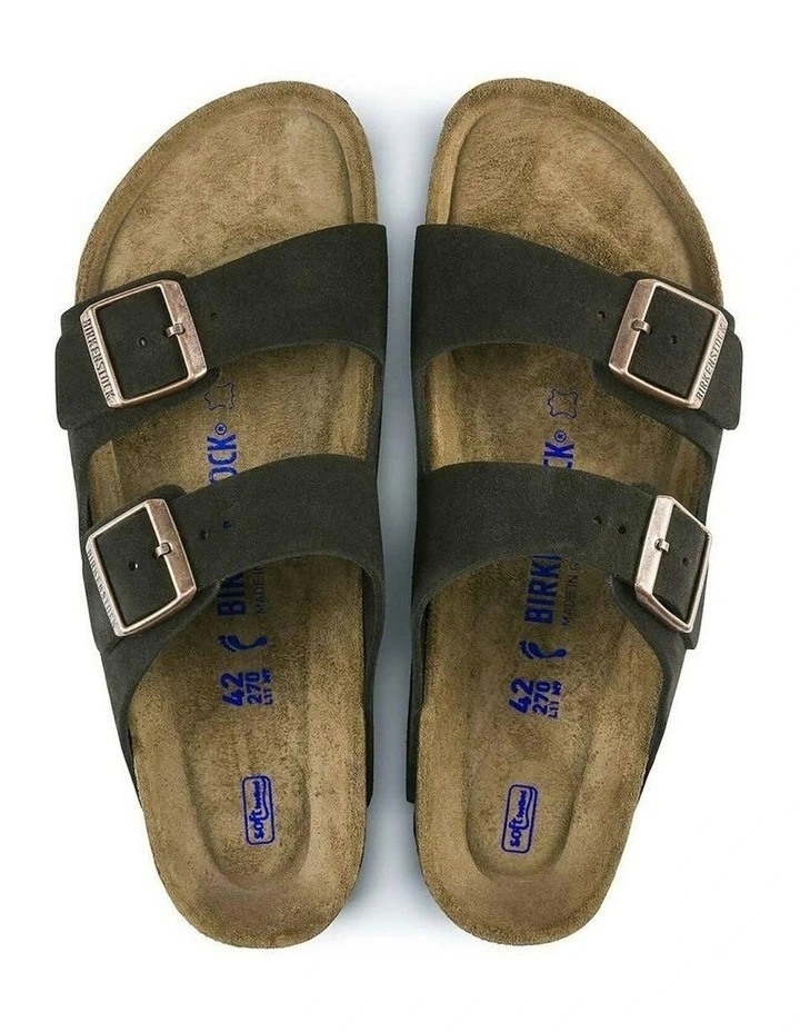 Arizona Suede Leather Soft Footbed Sandals in Mocha image 3