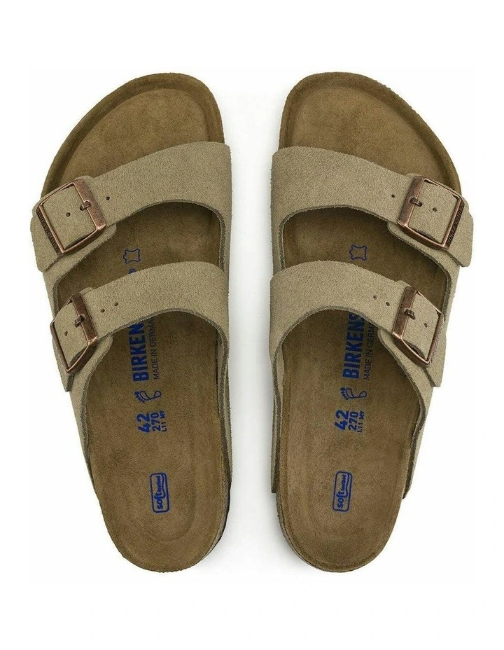 Birkenstock Arizona Suede Leather Soft Footbed Sandals - Regular - Taupe image 3