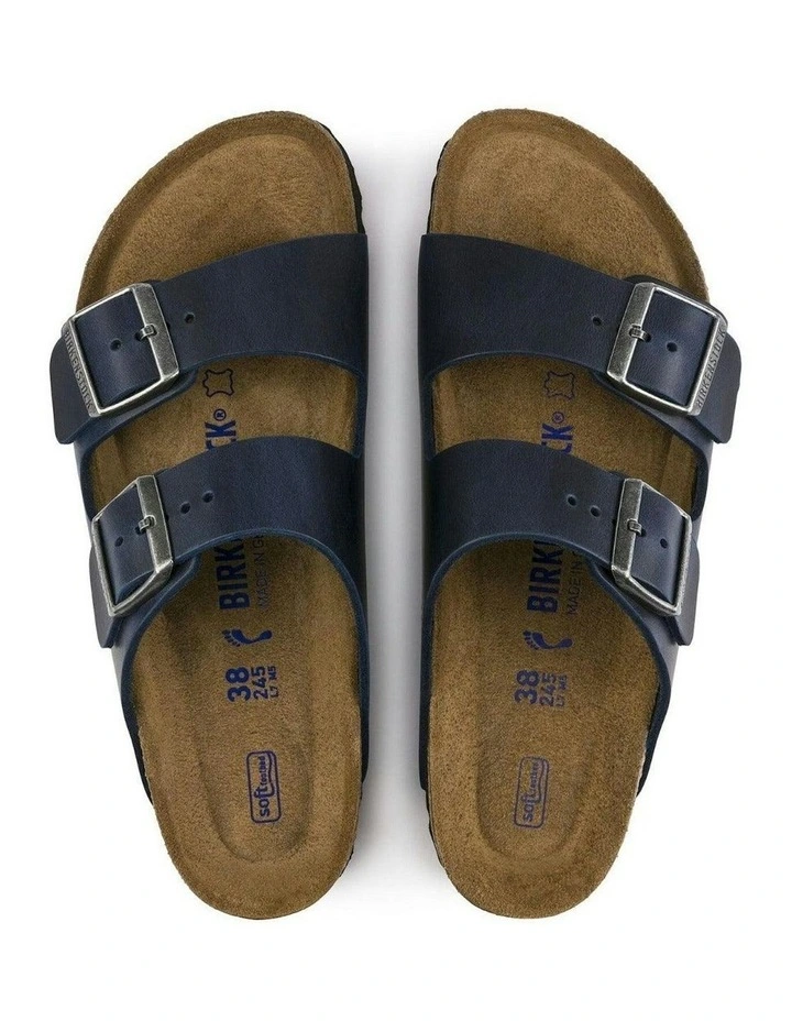 Arizona Oiled Nubuck Leather Soft Footbed Sandals Regular in Blue image 5