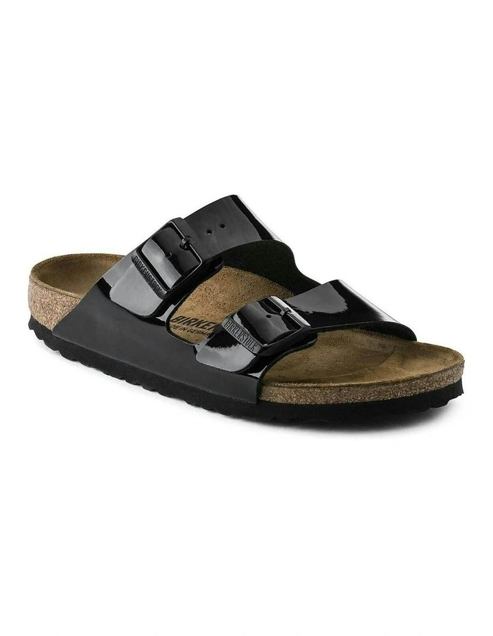 Arizona BirkoFlor Patent Sandals Narrow in Black image 3