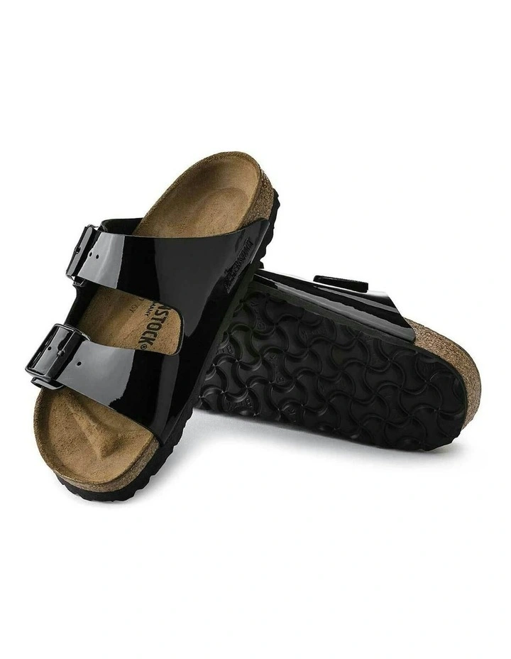 Arizona BirkoFlor Patent Sandals Narrow in Black image 4