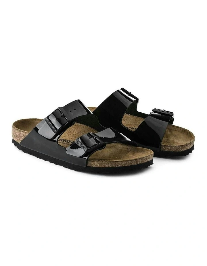 Arizona BirkoFlor Patent Sandals Narrow in Black image 5