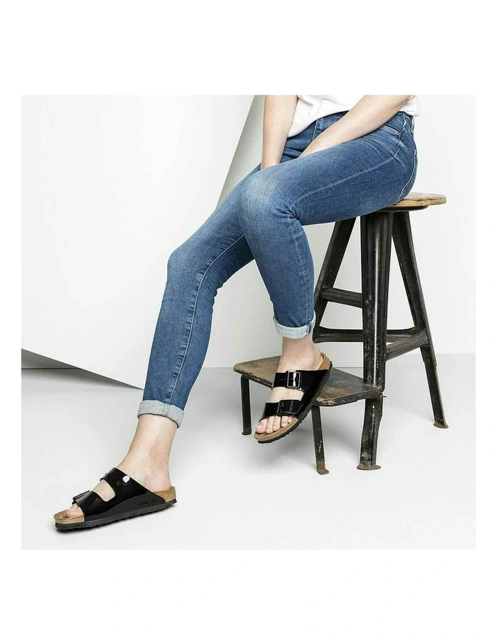 Arizona BirkoFlor Patent Sandals Narrow in Black image 6