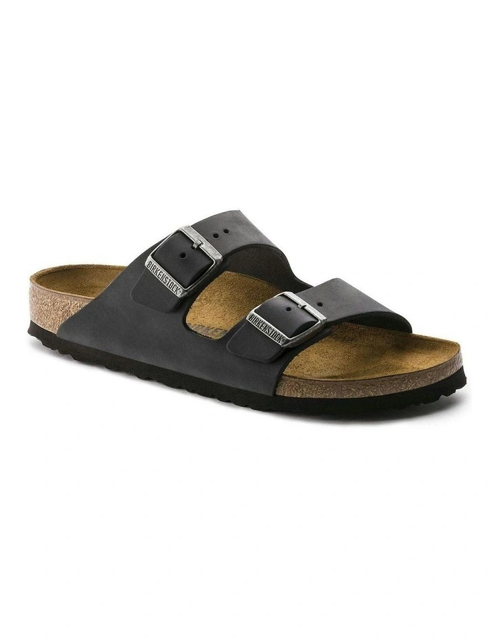 Arizona Oiled Leather Sandals Narrow in Black image 3