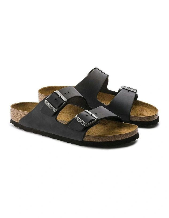 Arizona Oiled Leather Sandals Narrow in Black image 5