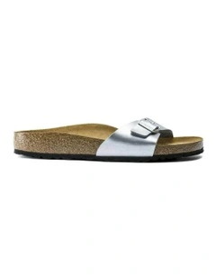 Madrid Birko-Flor Narrow Sandals in Silver