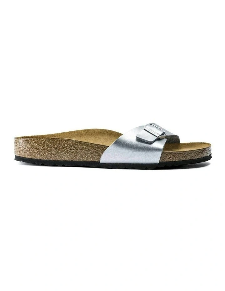 Madrid Birko-Flor Narrow Sandals in Silver image 1