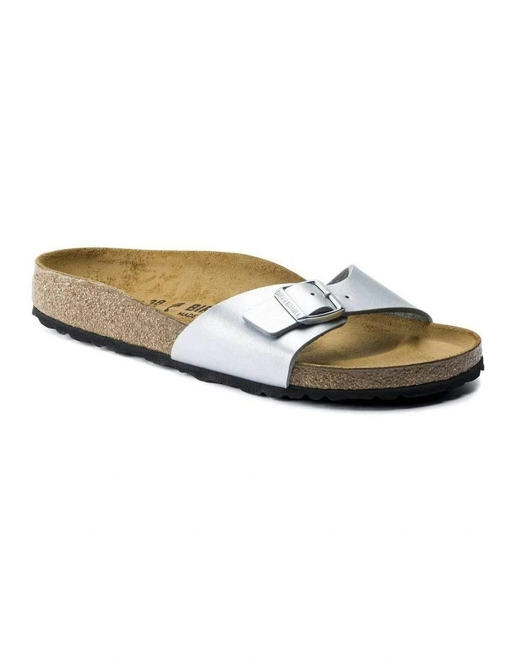 Madrid Birko-Flor Narrow Sandals in Silver image 3
