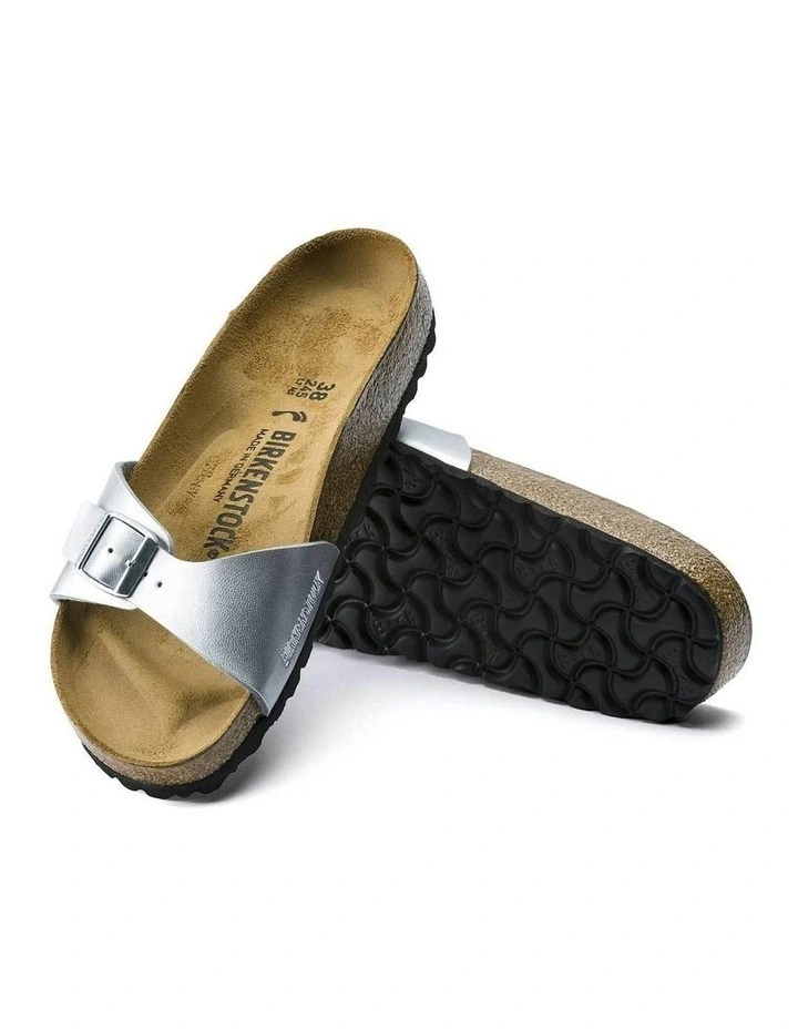 Madrid Birko-Flor Narrow Sandals in Silver image 4