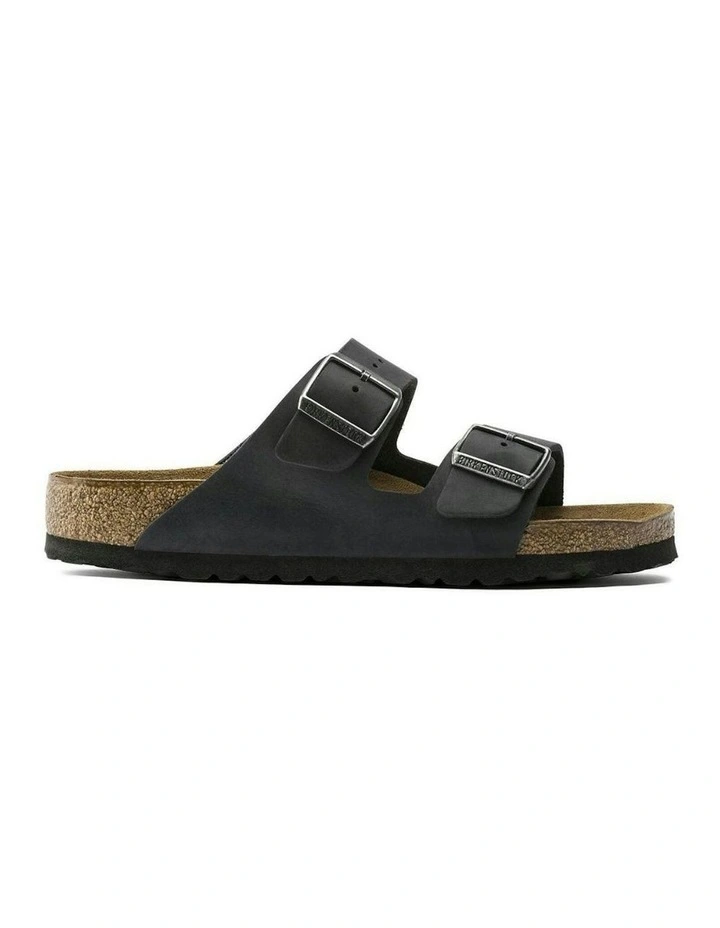 Arizona Oiled Leather Soft Footbed Sandals Regular in Black image 1