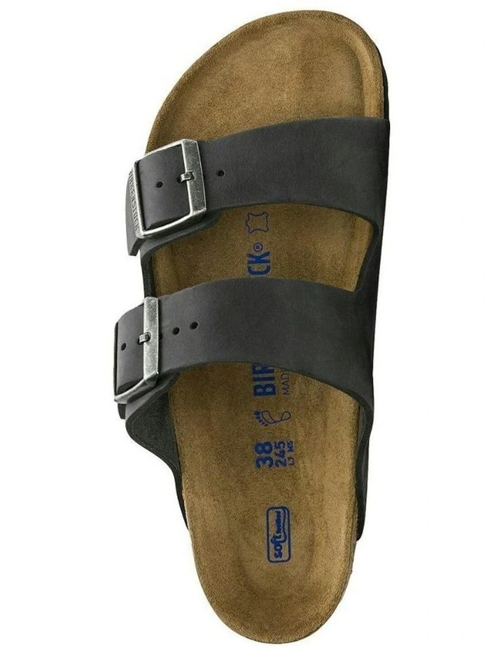 Arizona Oiled Leather Soft Footbed Sandals Regular in Black image 2