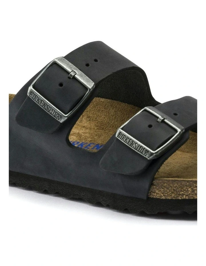 Arizona Oiled Leather Soft Footbed Sandals Regular in Black image 4