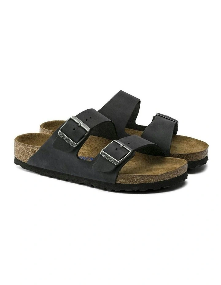 Arizona Oiled Leather Soft Footbed Sandals Regular in Black image 6