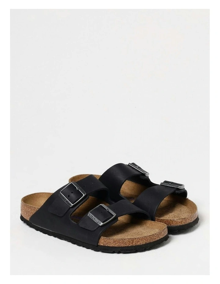 Arizona Oiled Nubuck Leather Soft Footbed Narrow Sandals in Black image 2