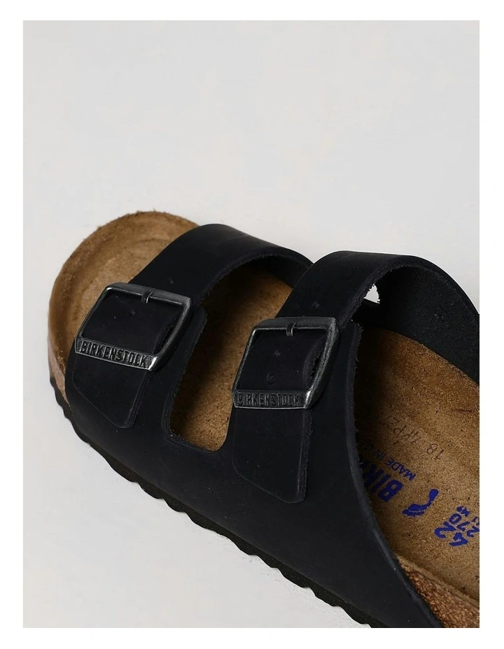 Arizona Oiled Nubuck Leather Soft Footbed Narrow Sandals in Black image 4