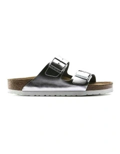Arizona Soft Footbed Natural Leather Sandals Narrow in Silver