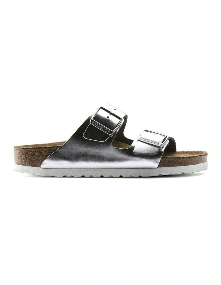 Arizona Soft Footbed Natural Leather Sandals Narrow in Silver image 1