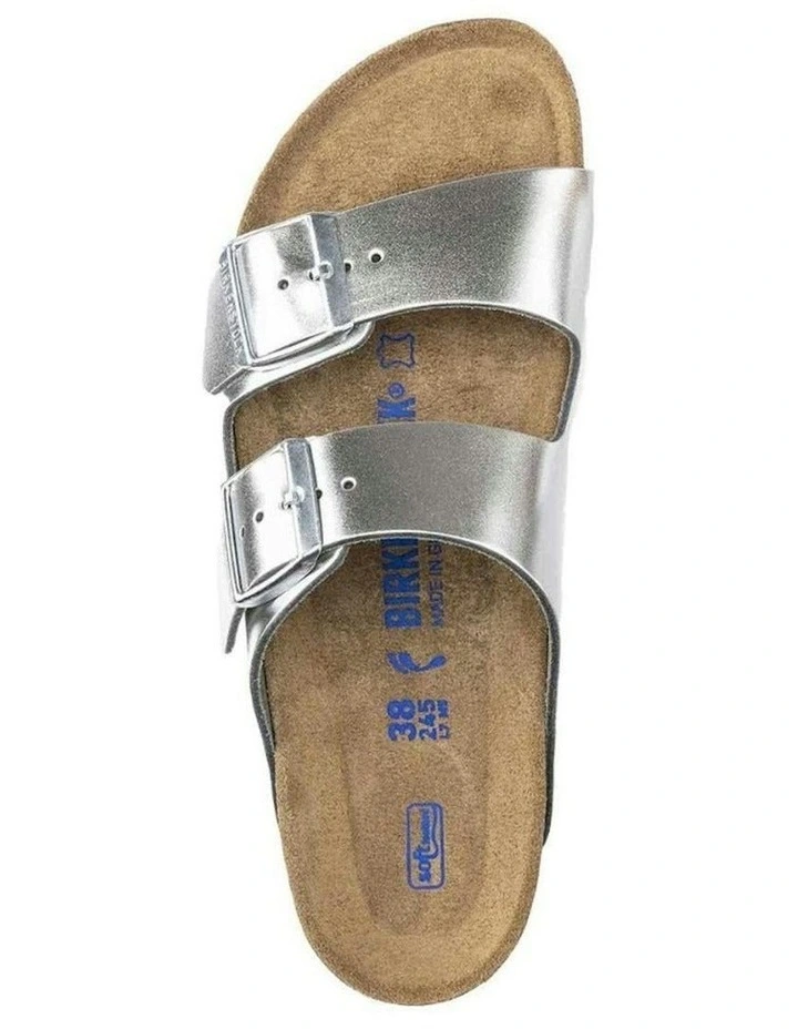 Arizona Soft Footbed Natural Leather Sandals Narrow in Silver image 2