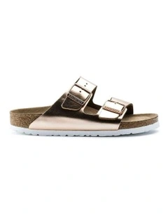 Arizona Soft Footbed Natural Leather Sandals Narrow in Metallic Copper