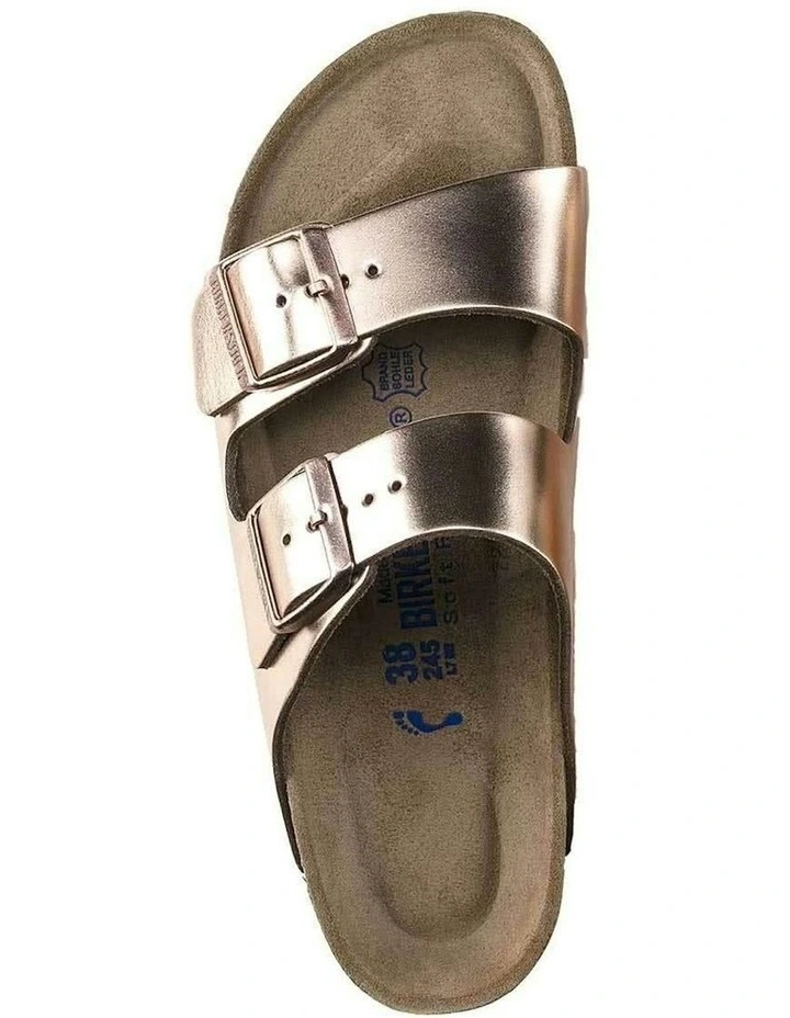 Arizona Soft Footbed Natural Leather Sandals Narrow in Metallic Copper image 2