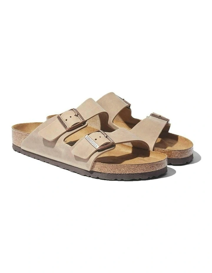 Arizona Oiled Leather Sandals Narrow in Tobacco Brown image 2