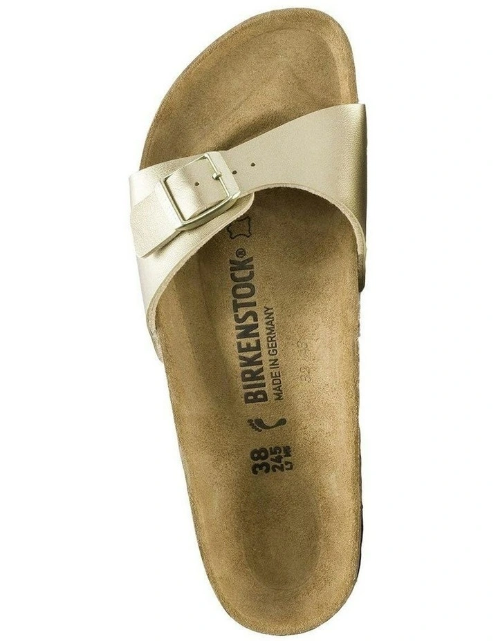 Narrow Madrid Birko-Flor Sandals in Gold image 2
