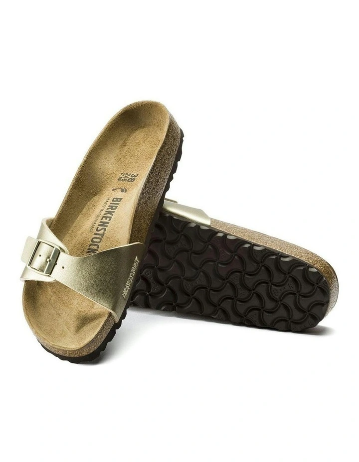 Narrow Madrid Birko-Flor Sandals in Gold image 3