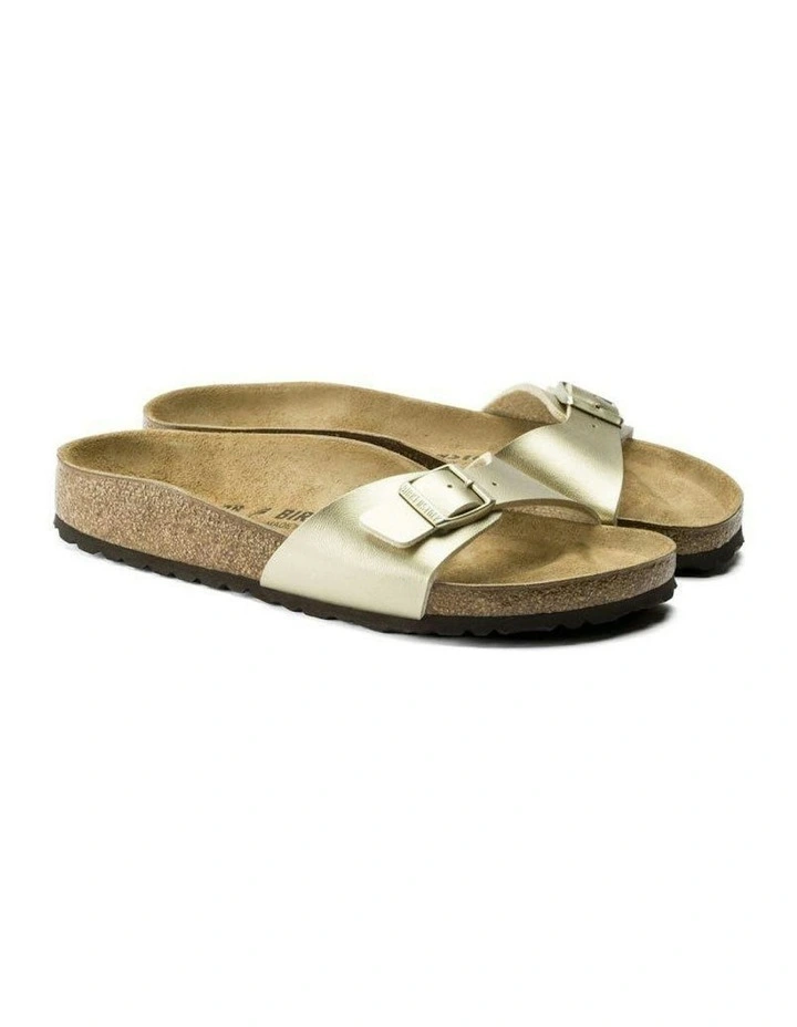 Narrow Madrid Birko-Flor Sandals in Gold image 4