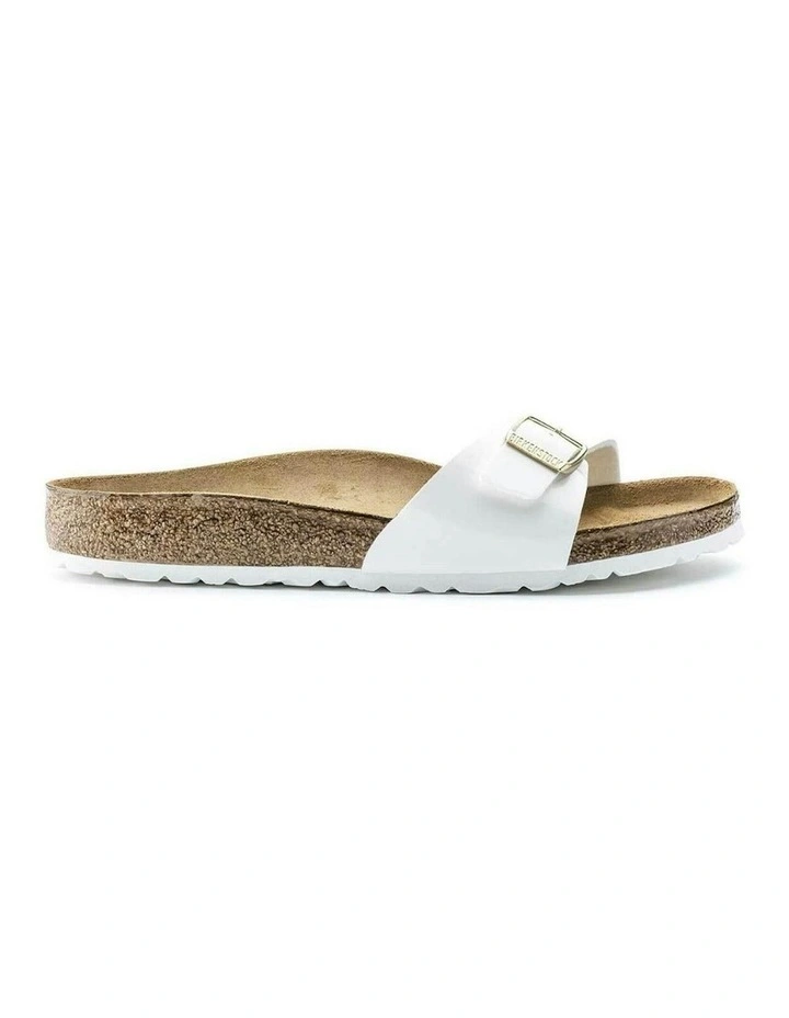 Madrid BirkoFlor Patent Sandals Narrow in White image 1