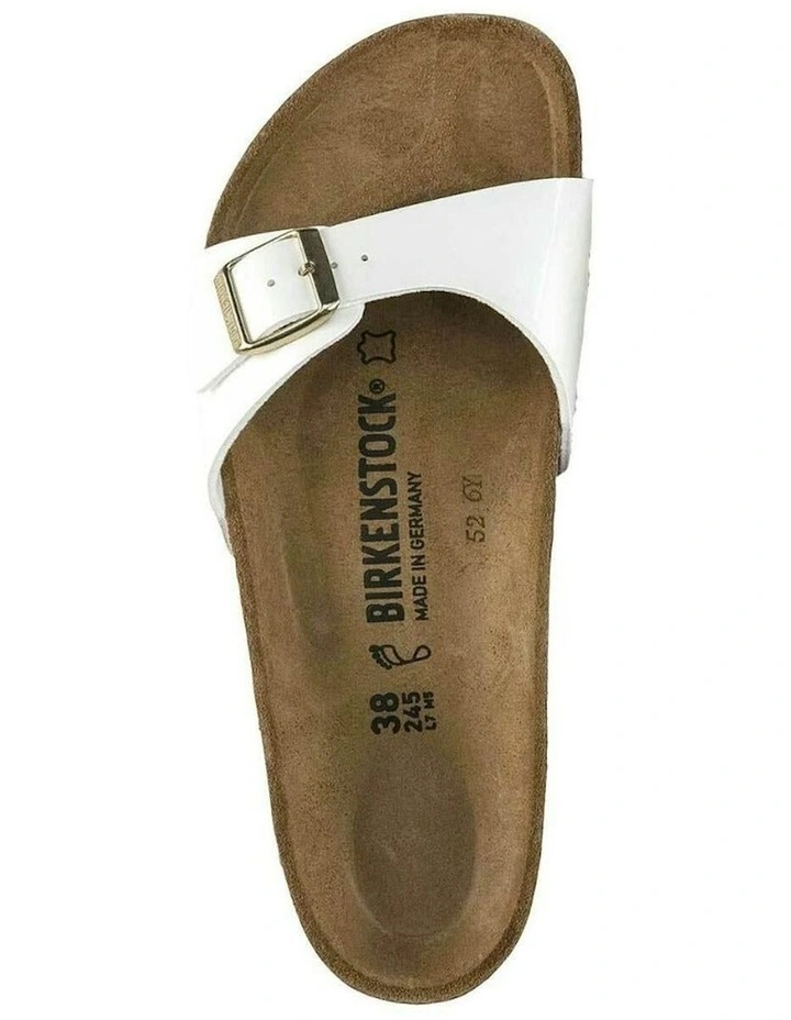 Madrid BirkoFlor Patent Sandals Narrow in White image 2