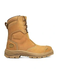 Hi-Leg Zip Sided Safety Steel Toe AT 55385 Work Boots 200mm in Brown