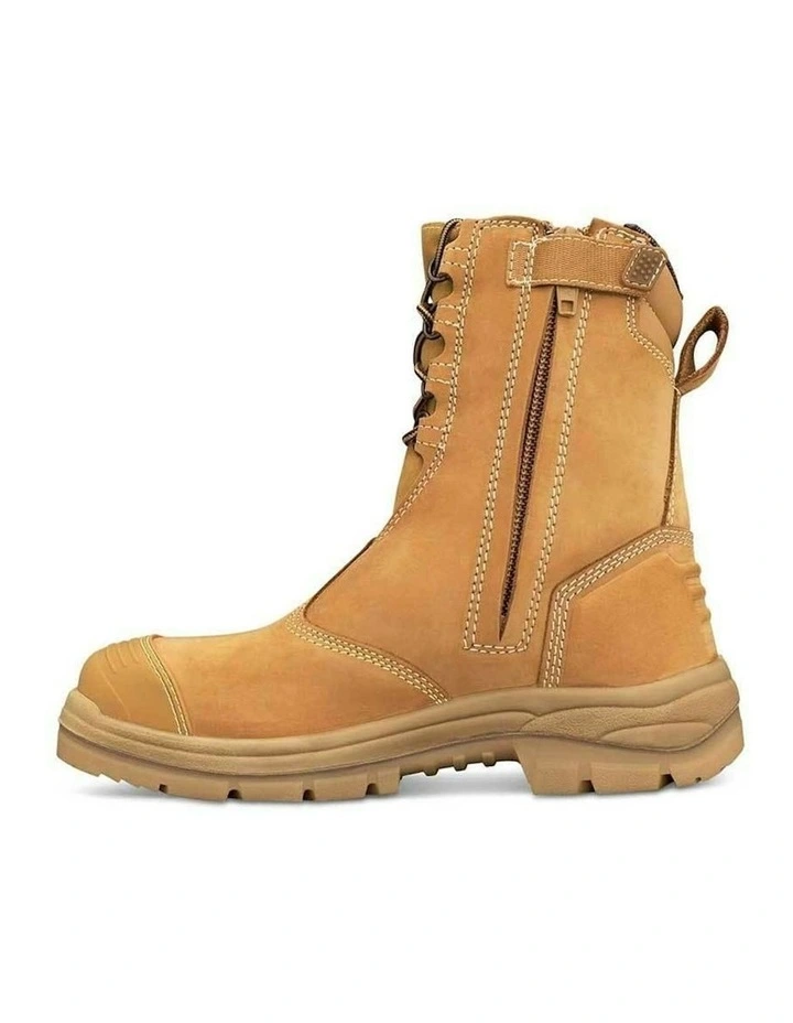 Hi-Leg Zip Sided Safety Steel Toe AT 55385 Work Boots 200mm in Brown image 3
