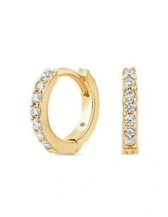 Light Huggie Diamond Earrings in Gold