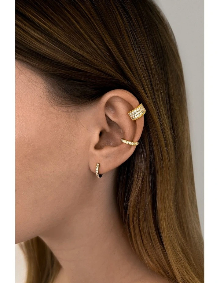 Light Huggie Diamond Earrings in Gold image 2