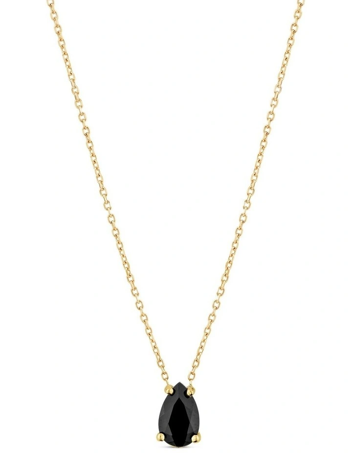Pure Droplet Necklace With Black Diamond in Gold image 1