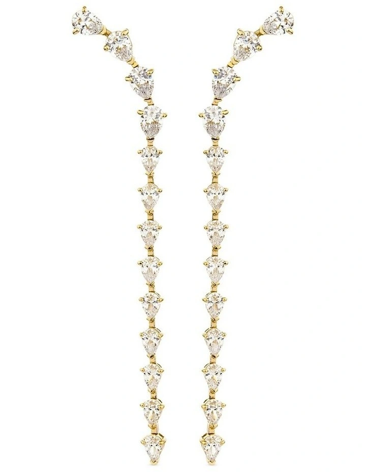 Cascade Drop Earrings With Diamonds in Gold image 1