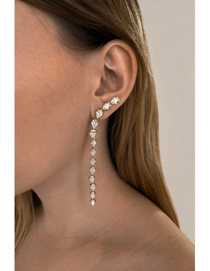 Cascade Drop Earrings With Diamonds in Gold image 2