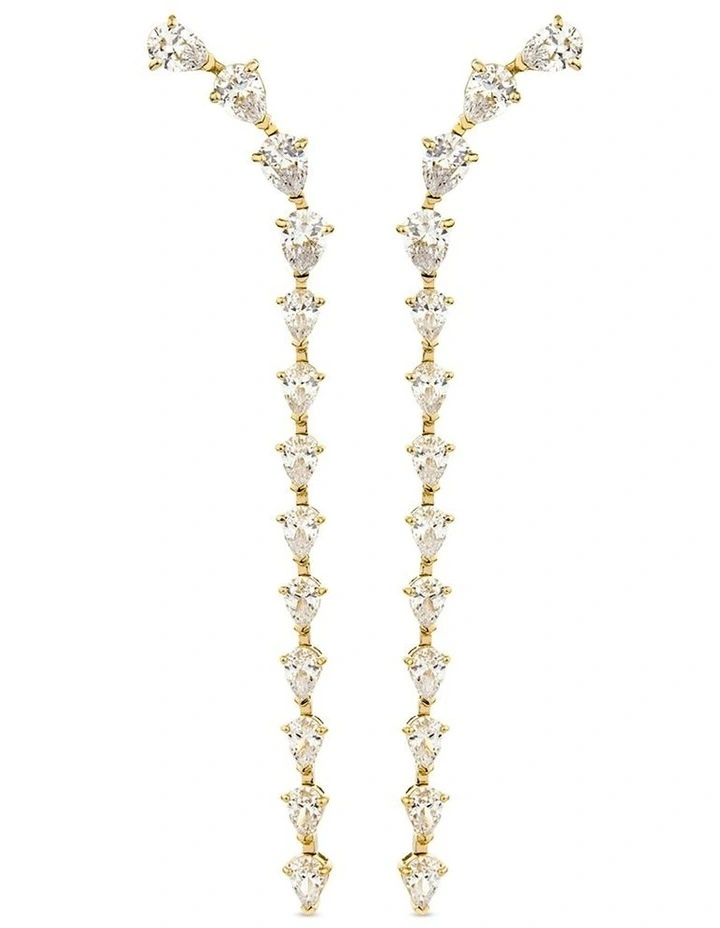 Cascade Drop Earrings With Diamonds in Gold image 3