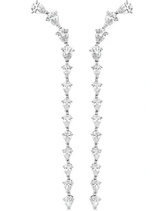 Cascade Drop Earrings With Diamonds in Silver