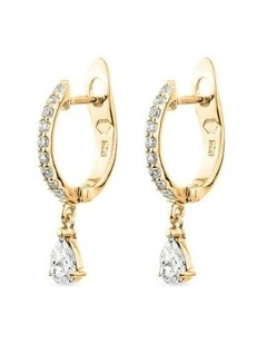 Pure Drop Huggie Earrings With Diamonds in Gold
