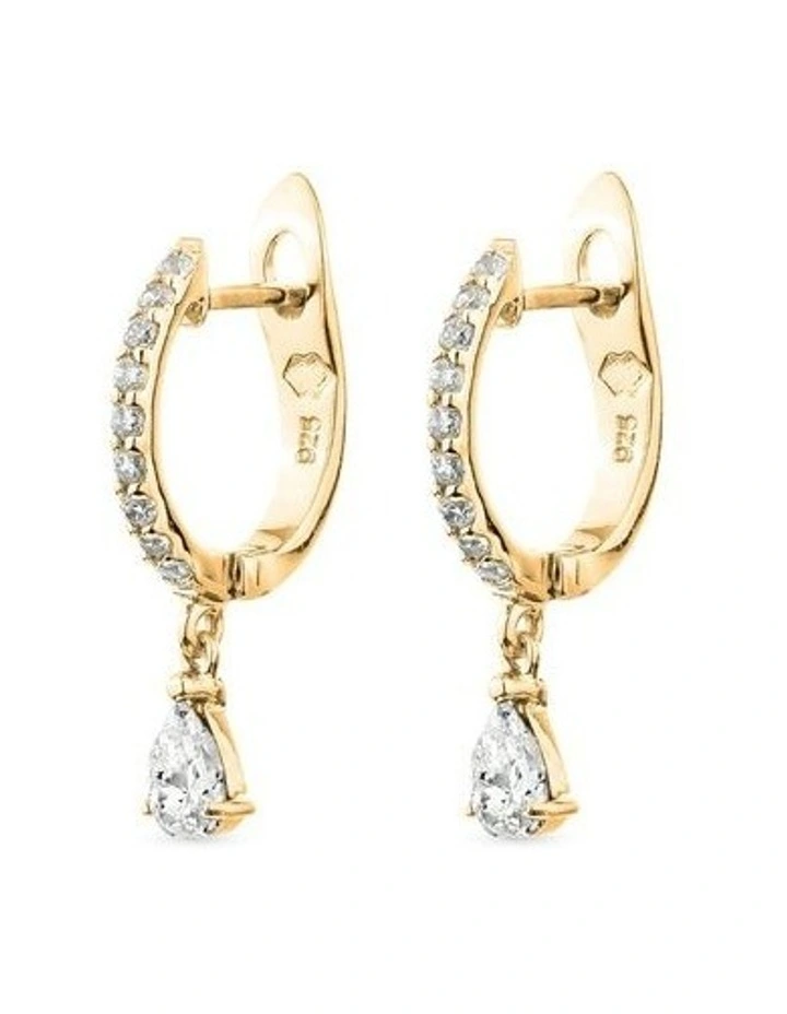 Pure Drop Huggie Earrings With Diamonds in Gold image 1