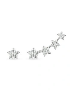 Star Ear Climber With Diamonds in Silver
