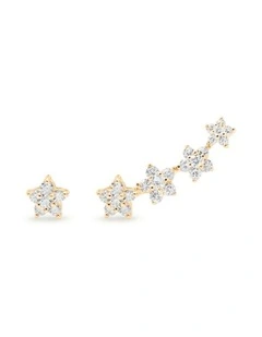 Star Ear Climber With Diamonds in Gold