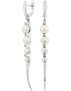 Luna Alchemy Earrings With Pearls & Diamonds in Silver