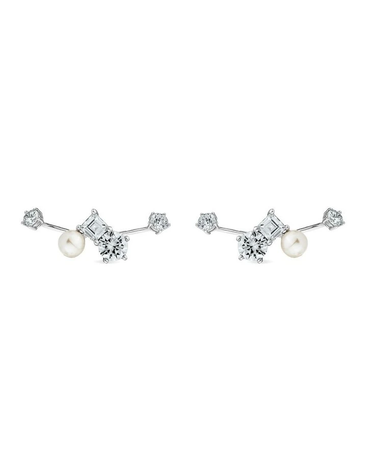 Eclipse Ear Jacket With Pearls & With Diamonds in Silver image 1