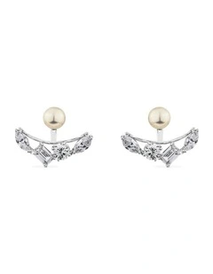 Reflection Ear Jacket With Pearls & Diamonds in Silver