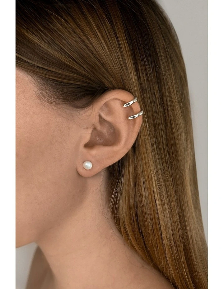 Reflection Ear Jacket With Pearls & Diamonds in Silver image 4