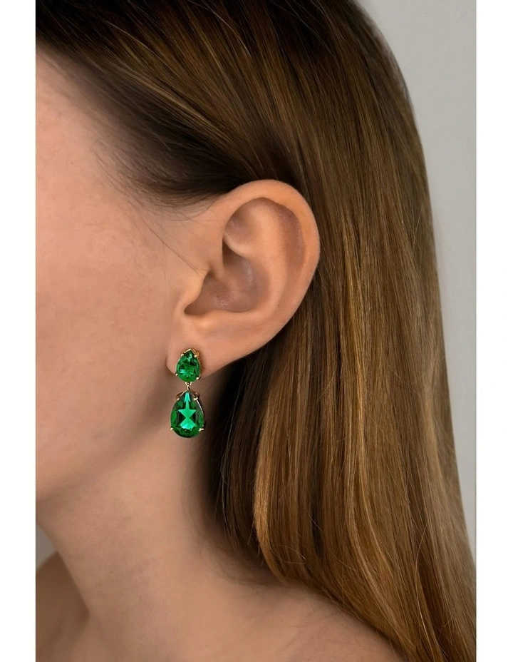 Liberty Earrings With Emeralds in Gold image 2