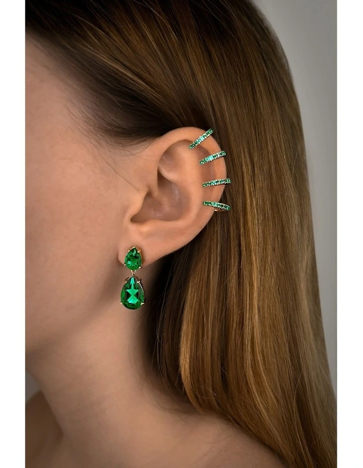 Liberty Earrings With Emeralds in Gold image 3