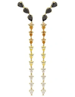 Cascade Drop Earrings With Mixed Diamondss in Gold